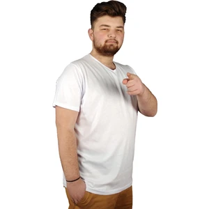 Büyük Beden Erkek Tshirt V Yaka Basic 20032 Beyaz