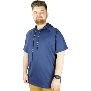 Büyük Beden Tshirt Reglan Kapşonlu 22117 Indigo
