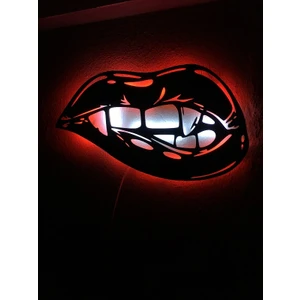 Dudak LED Işıklı Tablo Ahşap 60X33CM