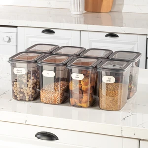 Etiketli 8'li Set Peggy Şeffaf Kapaklı Uzun Dikdörtgen Saklama Kabı 2 Litre