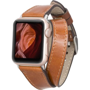 Apple Watch Uyumlu Deri Kordon 42-44-45MM Slim Double Tour Qua RST2EF Taba