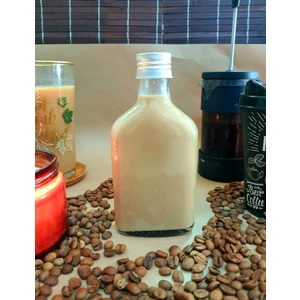 Saccura Dekor Cold Brew Kahve Şişesi 200 cc Gümüş Kapak Yassı Cam Şişe