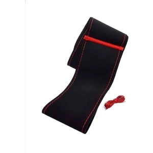 Gürler Oto Kılıf ve Aksesuar Ford Connect Dikmeli Direksiyon Kılıfı Kırmızı Yüzüklü Alkantara (Nubuk)