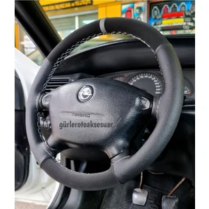 Gürler Oto Kılıf ve Aksesuar Opel Vectra B Dikmeli Direksiyon Kılıfı Gri Yüzüklü Noktalı Nubuk