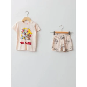LC Waikiki Bisiklet Yaka Kısa Kollu Tom ve Jerry Baskılı Pamuklu Erkek Bebek Pijama Takımı