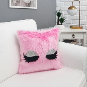 Körfez Kırlent Peluş Kirpik Kırlent Kılıfı Pembe 40 x 40 Cm