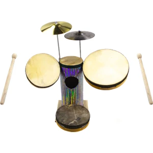 Oyuncak Davul Seti 8 Parça Ahşap Deri Metal Set