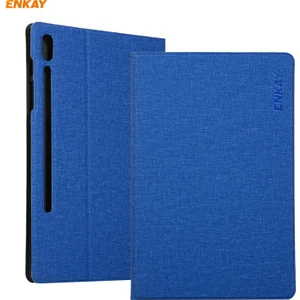 Enkaysamsung Galaxy Tab Için S8 / Galaxy Tab S7 11.0 T870 / T875 Enkay Kaba Kumaş Desenli Pu Deri + Tpu Akıllı Kılıf Tutucu ve Uyku / Uyandırma Fonksiyonlu (Yurt Dışından)
