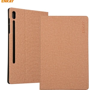 Enkaysamsung Galaxy Tab Için S8 / Galaxy Tab S7 11.0 T870 / T875 Enkay Kaba Kumaş Desenli Pu Deri + Tpu Akıllı Kılıf Tutucu ve Uyku / Uyandırma Fonksiyonlu (Yurt Dışından)