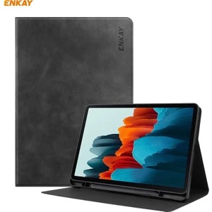 ENK-8026 Inek Dokusu Pu Deri + Tpu Akıllı Kılıf Kalem Yuvalı Samsung Galaxy Tab S8 / Galaxy Tab S7 11.0 T870 / T875 (Yurt Dışından)