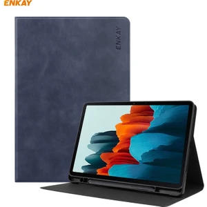 ENK-8026 Inek Dokusu Pu Deri + Tpu Akıllı Kılıf Kalem Yuvalı Samsung Galaxy Tab S8 / Galaxy Tab S7 11.0 T870 / T875 (Yurt Dışından)
