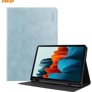 ENK-8026 Inek Dokusu Pu Deri + Tpu Akıllı Kılıf Kalem Yuvalı Samsung Galaxy Tab S8 / Galaxy Tab S7 11.0 T870 / T875 (Yurt Dışından)