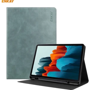 ENK-8026 Inek Dokusu Pu Deri + Tpu Akıllı Kılıf Kalem Yuvalı Samsung Galaxy Tab S8 / Galaxy Tab S7 11.0 T870 / T875 (Yurt Dışından)