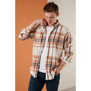 Pamuklu Ekoseli Slim Fit Düğmeli Yaka Gömlek Erkek Gömlek CF23W114662