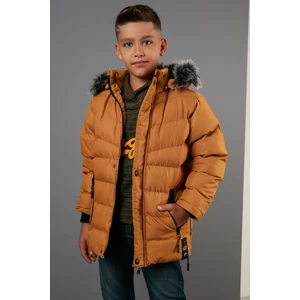 Suni Kürklü Peluş Astarlı Çıkarılabilir Kapüşonlu Mont Erkek Çocuk Mont 5763028