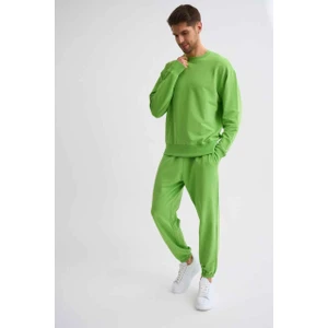 Organik Uzun Kollu Yuvarlak Yaka Erkek Sweatshirt Yeşil Yeşil Xl