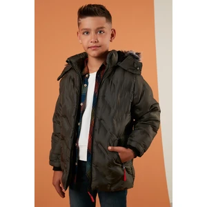 Içi Peluş Astarlı Çıkarılabilir Kapüşonlu Mont Erkek Çocuk Mont 5760013