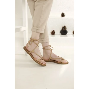 Kadın Ipli Parmak Arası Sandalet Nude Cilt