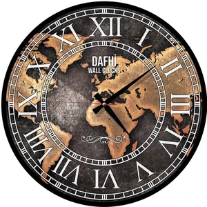 Dafhi Dünya Haritası Ahşap Duvar Saati 45x45