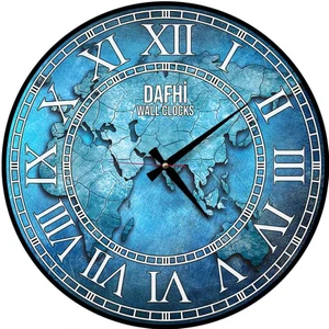 Dafhi Dünya Haritası Ahşap Duvar Saati 45x45
