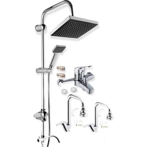 Elmina Armatür  robot Duş Köşe Borulu Lavabo Mutfak Eviye Banyo Bataryası 4'lü Set 3 Fonksiyonlu 