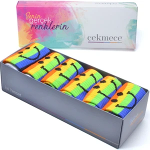 Cekmece 6'lı Gokkusagı Desen Tenıs Corap