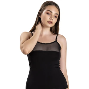 Kadın Siyah Pamuklu Likralı Ip Askılı Atlet 513