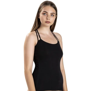 Kadın Siyah Pamuklu Likralı Çift Ip Askılı Atlet 509