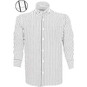 Erkek Siyah Kareli Desen Uzun Kol Düğmeli Yaka Klasik Kesim Gömlek