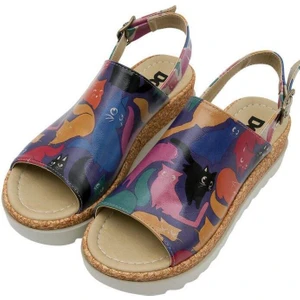 Kadın Vegan Deri Çok Renkli Kalın Taban Sandalet - Clowder Tasarım