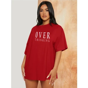 Kadın Over Thinking Baskılı Oversize T-Shirt