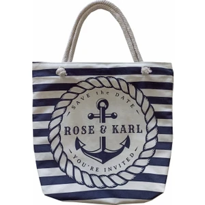 Alkan Homes Denizci Desenli Astarlı-Fermuarlı Dijital Baskılı Çok Amaçlı Plaj Çantası