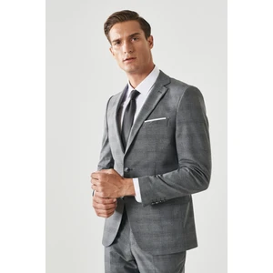 ALTINYILDIZ CLASSICS Erkek Gri Ekstra Slim Fit Dar Kesim Mono Yaka Kareli Takım Elbise