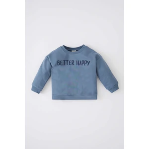 Erkek Bebek Baskılı Bisiklet Yaka İçi Yumuşak Tüylü Sweatshirt Y1394A222AU