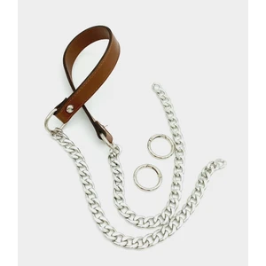 Angel Çanta Aksesuar Suni Deri Dikişli Gümüş Zincirli Taba Renk Çanta Sapı