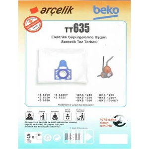 Elk Store Arçelik - Beko S6300 6350 6355 6355YP 6360 6380Y Elektrikli Süpürge Toz Torbası 10 Adet