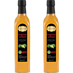 Hanzade Bitkisel Enginar Sirkesi 500 ml x 2 Adet Doğal Fermantasyon Içilebilir Katkısız Cam Şişe