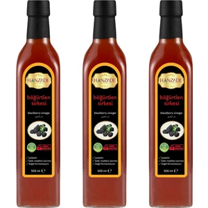 Hanzade Bitkisel Böğürtlen Sirkesi 500 ml x 3 Adet Doğal Fermantasyon Içilebilir Katkısız Cam Şişe