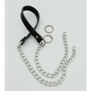 Angel Çanta Aksesuar Suni Deri Dikişli Gümüş Zincirli Siyah Renk Çanta Sapı