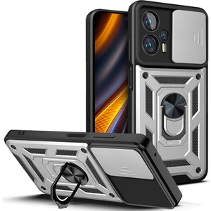 Xiaomi Poco X4 Gt Için Pc + Yumuşak Tpu Halka Standlı Koruyucu Telefon Kılıfı - Gümüş  (Yurt Dışından)