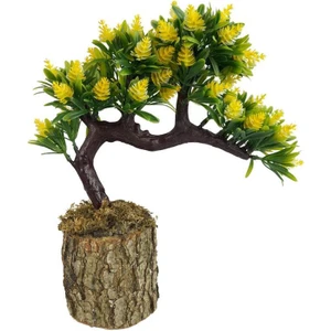 Bonsai Dekoratif Yapay Ağaç Sarı Kozalaklı Sedir Ağacı Bonzai 30CM