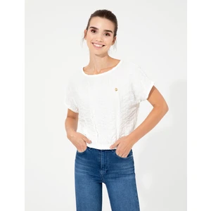 Pierre Cardin Kadın Beyaz Crop Top Kısa Kollu Bluz 50252493-VR013