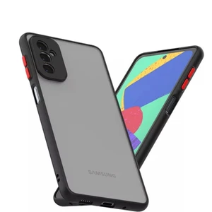 M.TK Moveteck Samsung Galaxy M13 Uyumlu Kılıf Kamera Lens Korumalı Arkası Mat Şeffaf Tuşları Renkli Ince Kapak