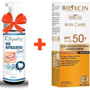 Bioxcin Sun Care Çok Yüksek Korumalı Kuru Ciltler Için Spf 50+ 50 ml Güneş Kremi +E2'quality Diş Beyazlatıcı Köpük