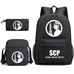 3 Adet / Takım Scp Satchel Tuval Okul Çantası Sırt Çantası ile Kalem Çantası Messenger Çanta