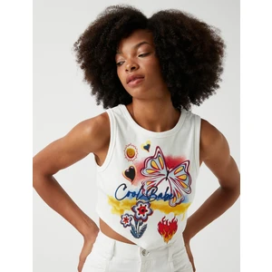 Crop Atlet Baskılı Bisiklet Yaka