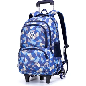Tekerlekli Çekçekli Desenli Sırt Çantası - Mavi (Yurt Dışından)