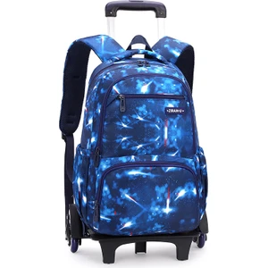 Tekerlekli Çekçekli Yıldız Desenli Sırt Çantası - Koyu Mavi (Yurt Dışından)