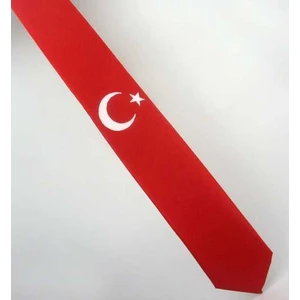 Ay-Yıldız Desenli Dokuma Kırmızı Kravat - Ak-01