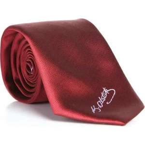 Atatürk Imza Desenli Dokuma Bordo Kravat - Ak-21